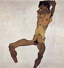 Sitting male act by Egon Schiele